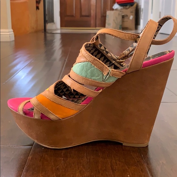 Jessica Simpson Colorful Platform Wedges - sz 9 - Picture 6 of 6